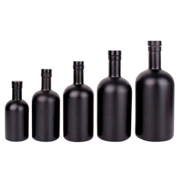 Matte black 200ml 375ml 500ml 750ml 1000ml round liquor wine vodka glass bottles